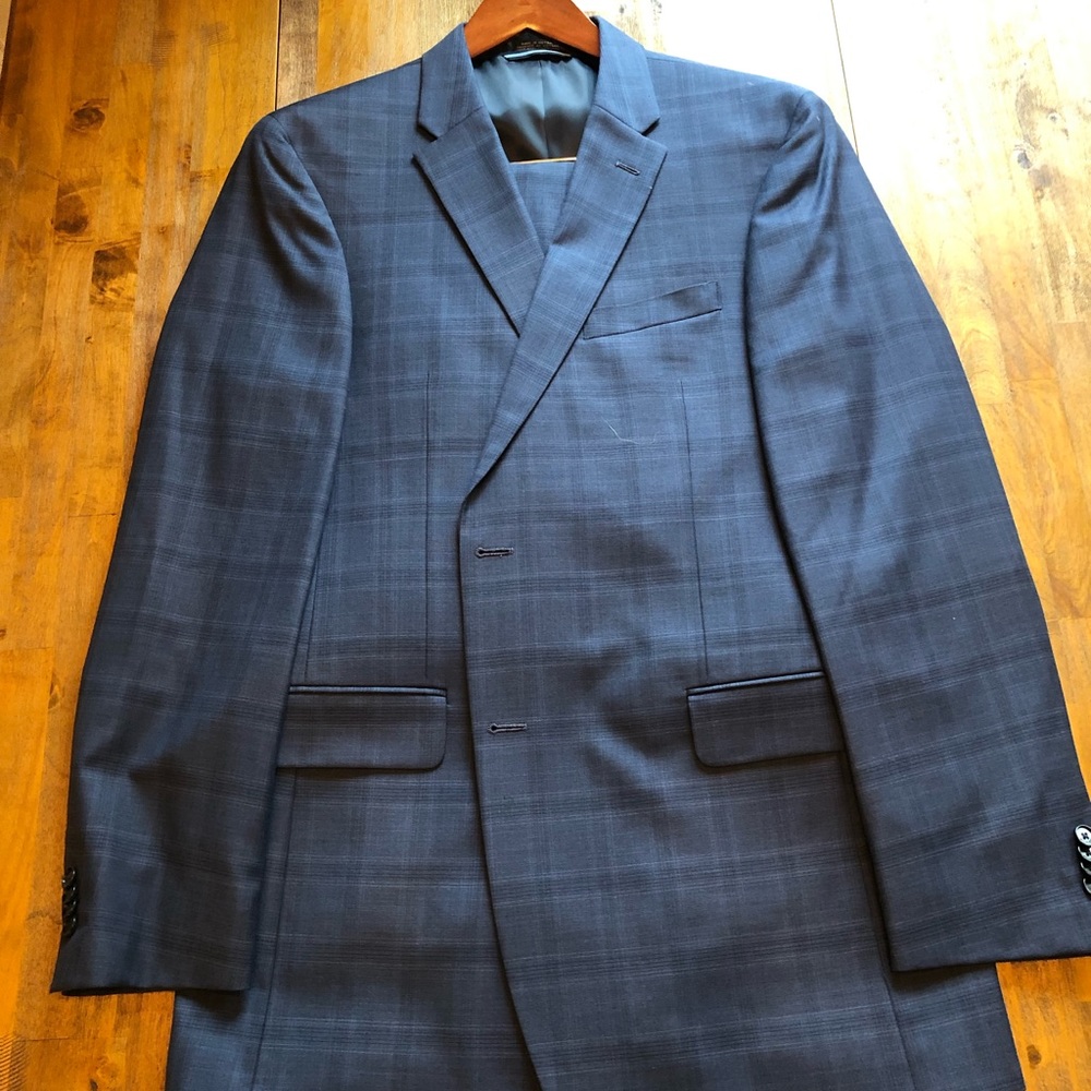 Tommy Hilfiger Blue 42L Windowpane Suit
